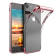 Transparente Handyhülle für iPhone 7 / 8 / SE 2 / SE 3 mit farblichen Akzenten in Schwarz, Rot, Blau oder Roségold.