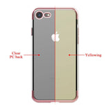Transparente Handyhülle für iPhone 7 / 8 / SE 2 / SE 3 mit farblichen Akzenten in Schwarz, Rot, Blau oder Roségold.