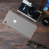 Transparente Handyhülle für iPhone 7 / 8 / SE 2 / SE 3 mit farblichen Akzenten in Schwarz, Rot, Blau oder Roségold.