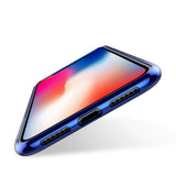 Transparente Handyhülle für iPhone XR mit farblichen Akzenten in Schwarz, Rot, Blau oder Roségold.