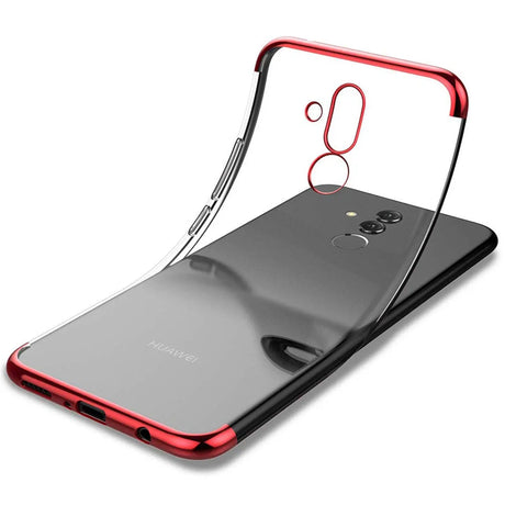 Transparente Handyhülle für Huawei Mate 20 Lite mit farblichen Akzenten in Schwarz, Rot, Blau oder Roségold.