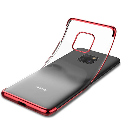 Transparente Handyhülle für Huawei Mate 20 Pro mit farblichen Akzenten in Schwarz, Rot, Blau oder Roségold.