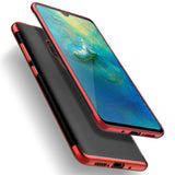 Transparente Handyhülle für Huawei Mate 20 mit farblichen Akzenten in Schwarz, Rot, Blau oder Roségold.