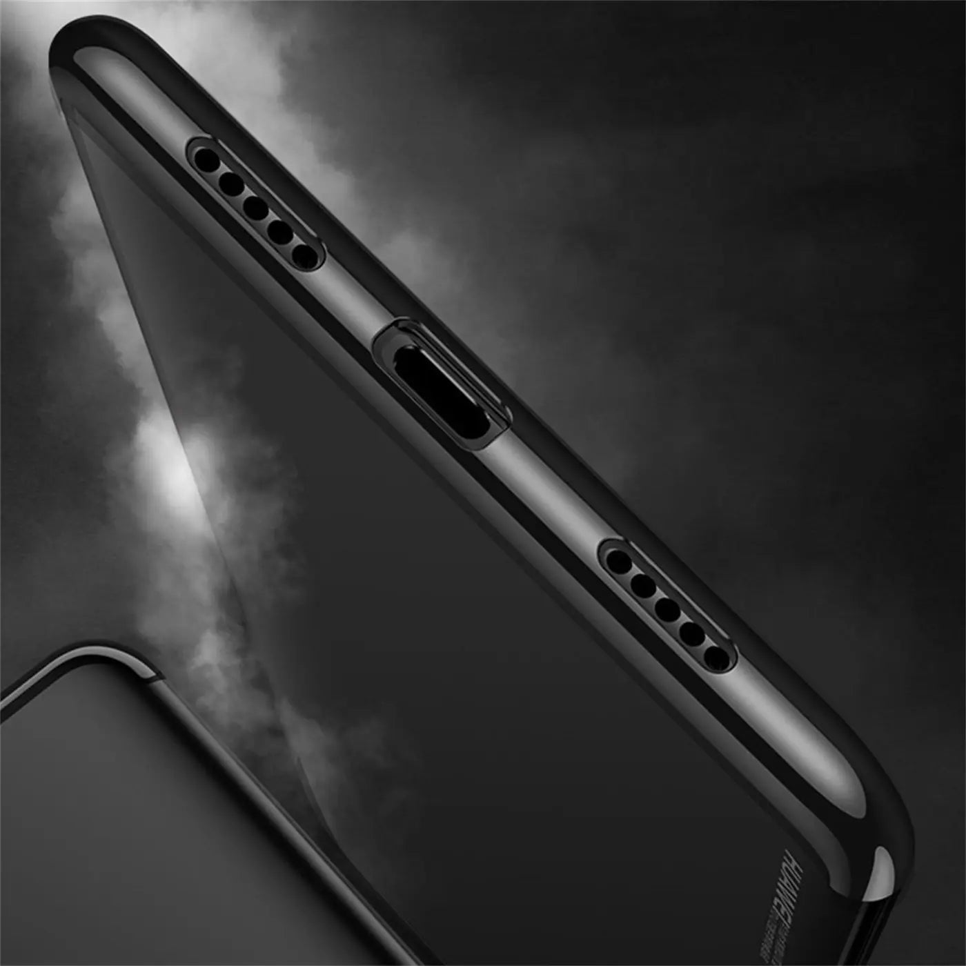 Schwarze Hülle, transparent, Nahaufnahme, Huawei P20.