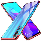 Transparente Handyhülle für Huawei P30 mit farblichen Akzenten in Schwarz, Rot, Blau oder Roségold.