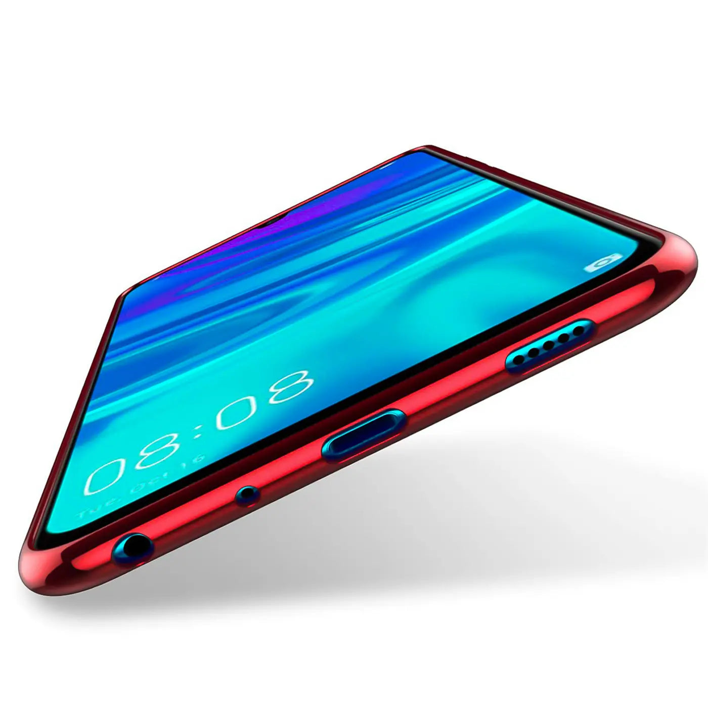 Rote Hülle mit transparentem Rückenteil, Huawei P Smart 2019, Seitenansicht