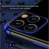 Transparente Handyhülle für iPhone 11 Pro mit farblichen Akzenten in Schwarz, Rot, Blau oder Roségold.