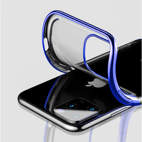 Transparente Handyhülle für iPhone 11 Pro Max mit farblichen Akzenten in Schwarz, Rot, Blau oder Roségold.