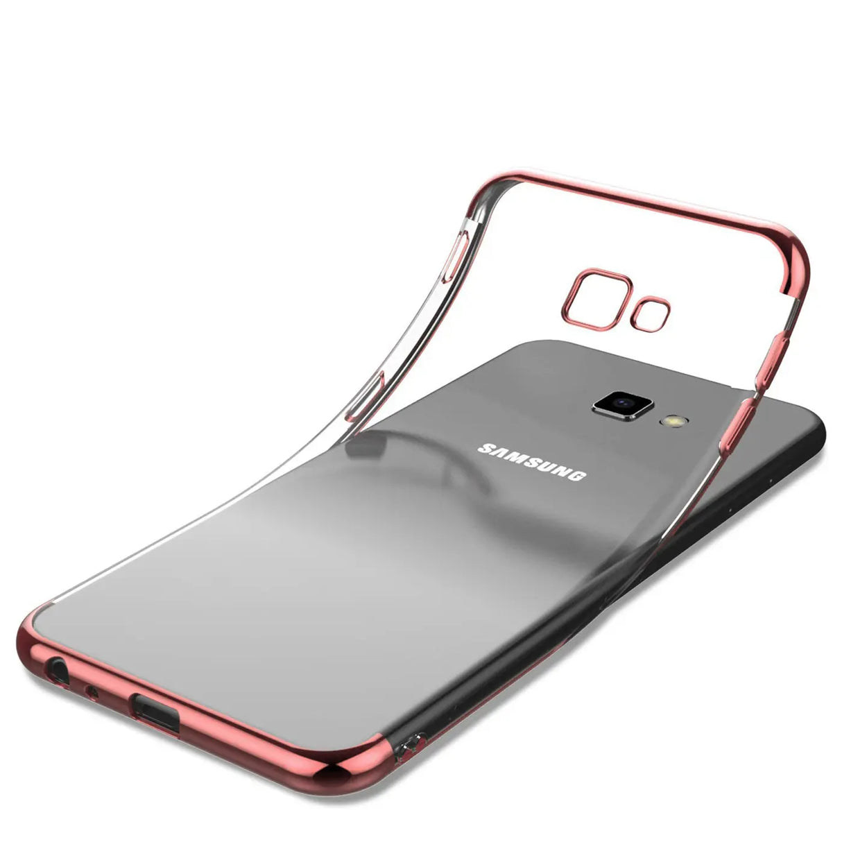Transparente Handyhülle für Samsung Galaxy A3 2017 mit farblichen Akzenten in Schwarz, Rot, Blau oder Roségold.