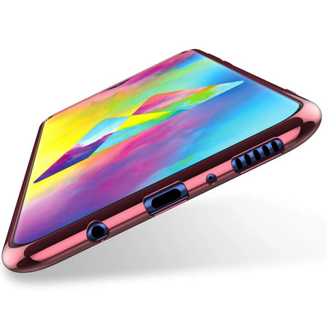 Transparente Handyhülle für Samsung Galaxy A40 mit farblichen Akzenten in Schwarz, Rot, Blau oder Roségold.