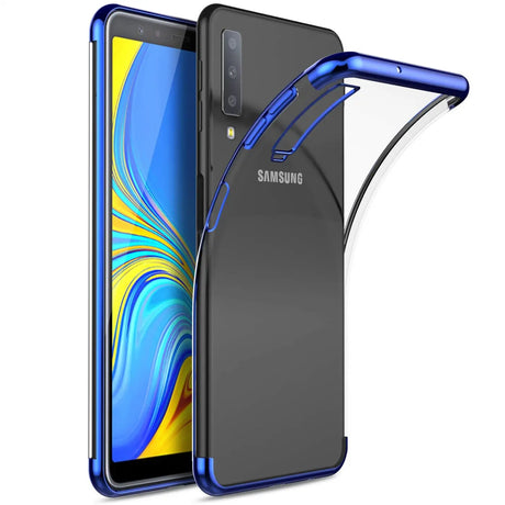 Transparente Handyhülle für Samsung Galaxy A70 / A70s mit farblichen Akzenten in Schwarz, Rot, Blau oder Roségold.
