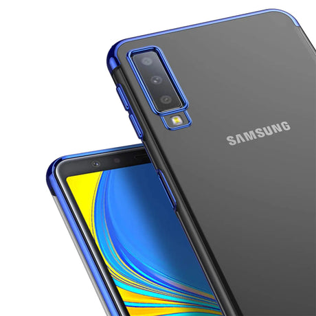 Transparente Handyhülle für Samsung Galaxy A70 / A70s mit farblichen Akzenten in Schwarz, Rot, Blau oder Roségold.