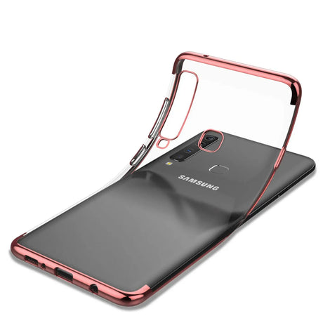 Transparente Handyhülle für Samsung Galaxy A70 / A70s mit farblichen Akzenten in Schwarz, Rot, Blau oder Roségold.