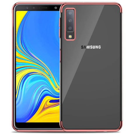 Transparente Handyhülle für Samsung Galaxy A70 / A70s mit farblichen Akzenten in Schwarz, Rot, Blau oder Roségold.
