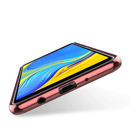 Transparente Handyhülle für Samsung Galaxy A70 / A70s mit farblichen Akzenten in Schwarz, Rot, Blau oder Roségold.