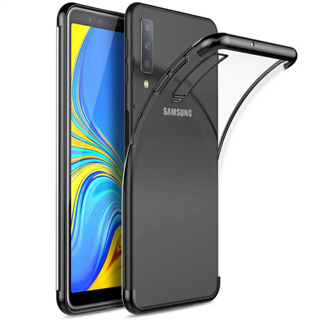 Transparente Handyhülle für Samsung Galaxy A70 / A70s mit farblichen Akzenten in Schwarz, Rot, Blau oder Roségold.