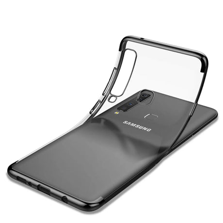 Transparente Handyhülle für Samsung Galaxy A70 / A70s mit farblichen Akzenten in Schwarz, Rot, Blau oder Roségold.