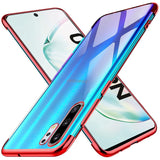 Transparente Handyhülle für Samsung Galaxy Note 10 mit farblichen Akzenten in Schwarz, Rot, Blau oder Roségold.