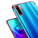 Transparente Handyhülle für Samsung Galaxy Note 10 mit farblichen Akzenten in Schwarz, Rot, Blau oder Roségold.