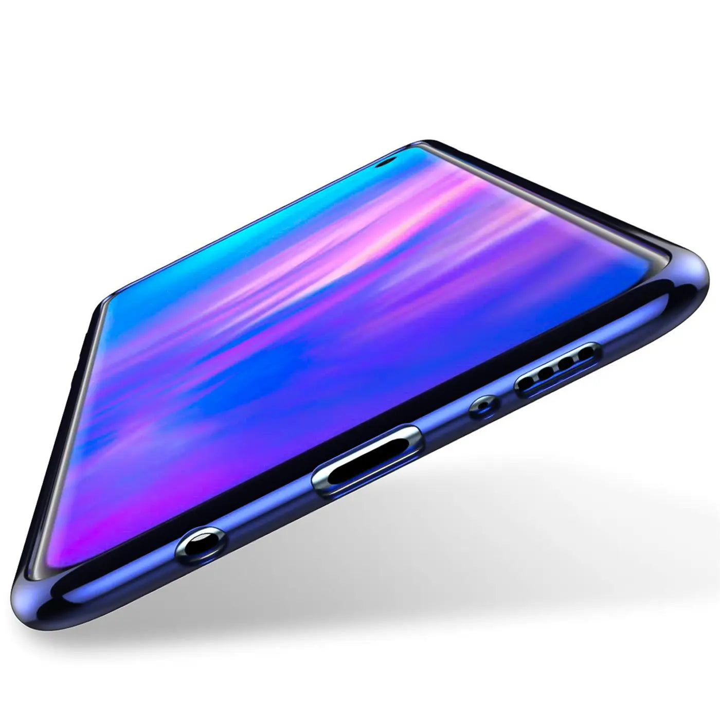 Samsung Galaxy S6 Edge Hülle, blau, transparent, von schräg oben