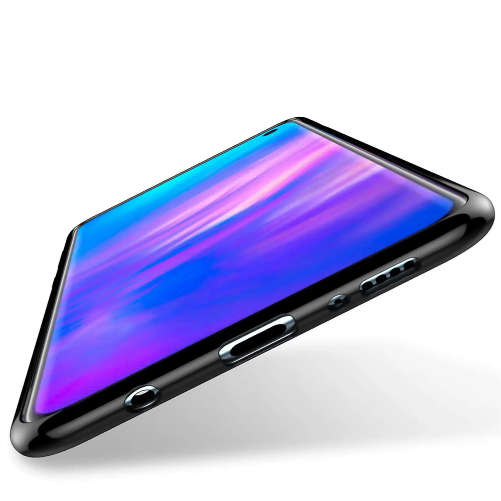 Schwarze Hülle mit transparentem Rand für Samsung Galaxy S6 Edge, Seitenansicht.