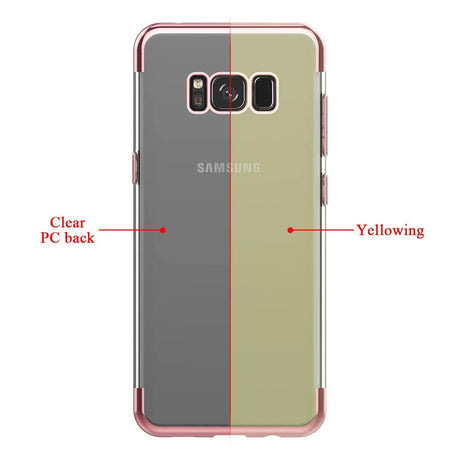 Transparente Handyhülle für Samsung Galaxy S8 Plus mit farblichen Akzenten in Schwarz, Rot, Blau oder Roségold.