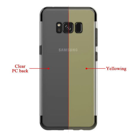 Transparente Handyhülle für Samsung Galaxy S8 Plus mit farblichen Akzenten in Schwarz, Rot, Blau oder Roségold.