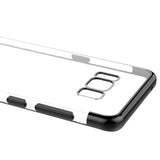 Transparente Handyhülle für Samsung Galaxy S8 Plus mit farblichen Akzenten in Schwarz, Rot, Blau oder Roségold.