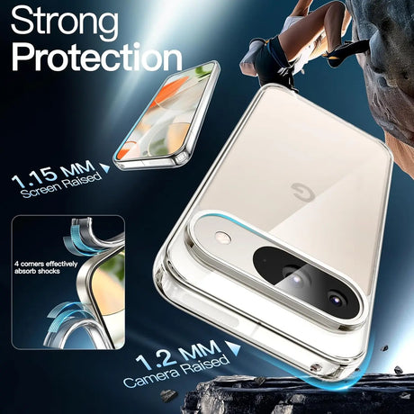 Durchsichtige Handyhülle für Google Pixel 9 mit Anti-Vergilbung