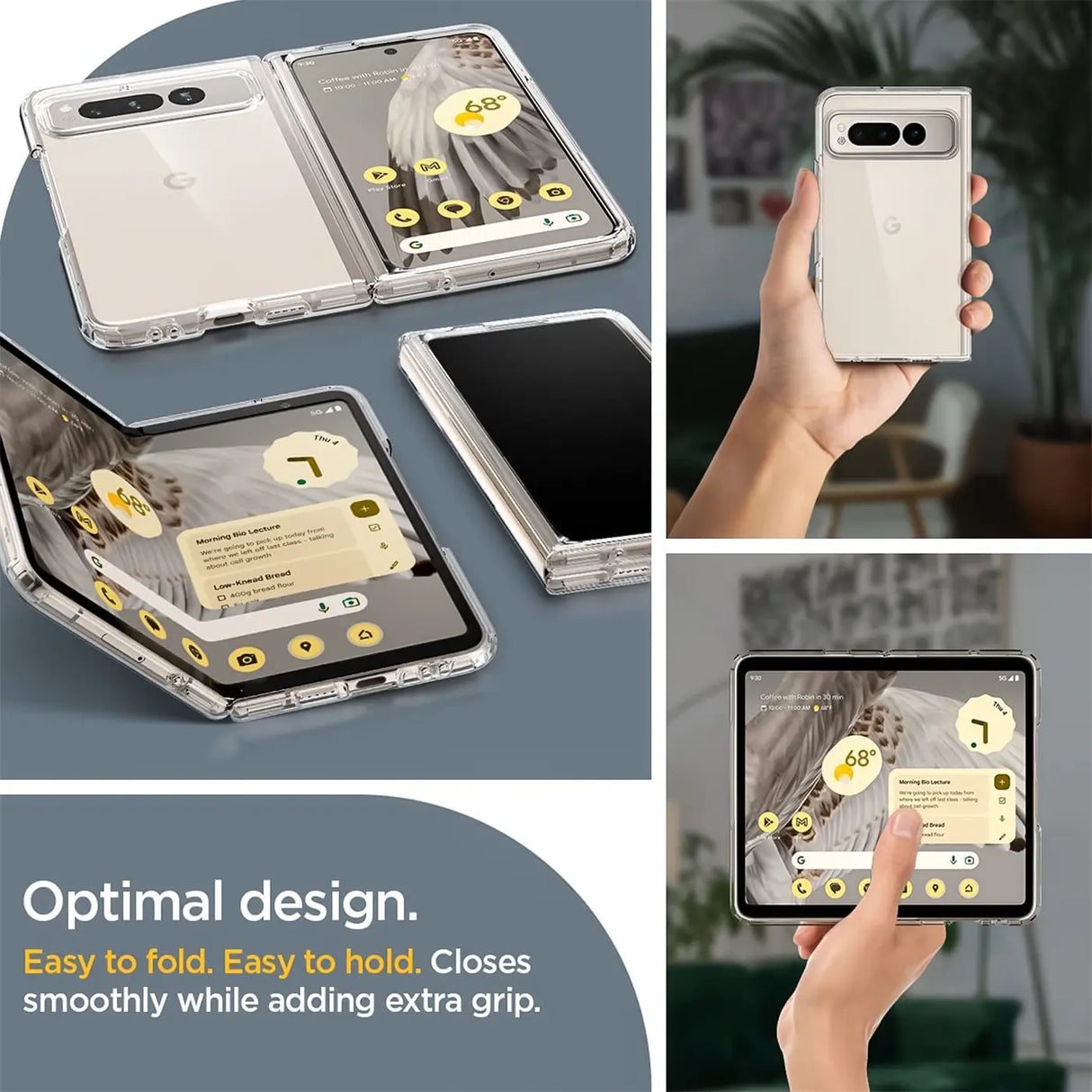 Durchsichtige Handyhülle für Google Pixel Fold mit Anti-Vergilbung