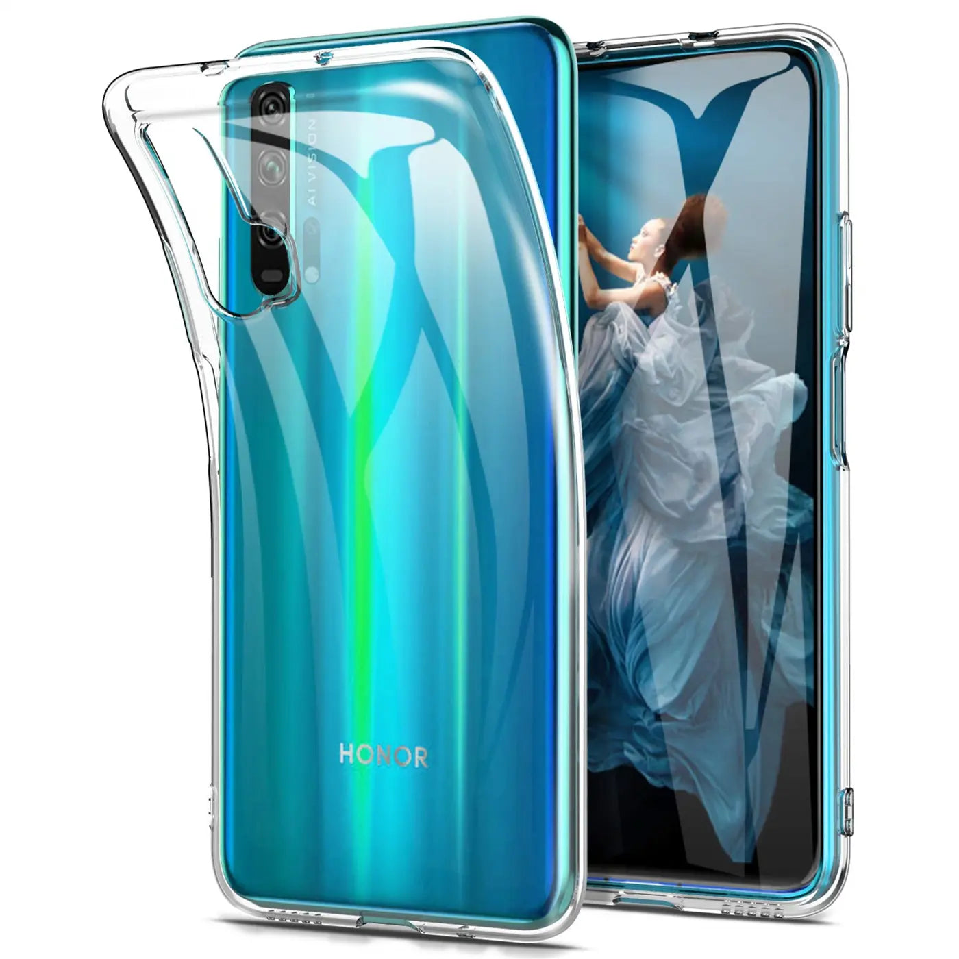 Klarhülle aus Silikon für Honor 20 Pro, Rückansicht, leicht schräg