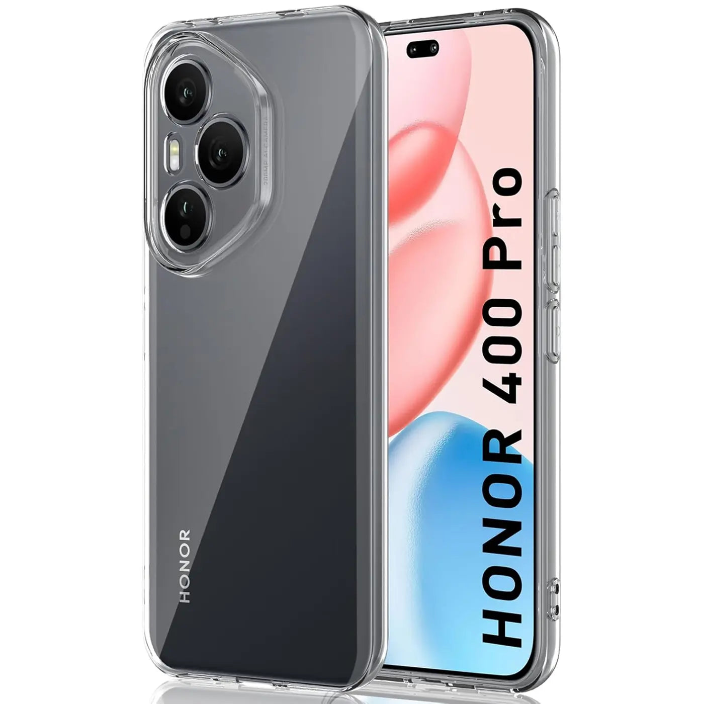 Klarhülle aus TPU für Honor 400 Pro, von vorne leicht schräg.