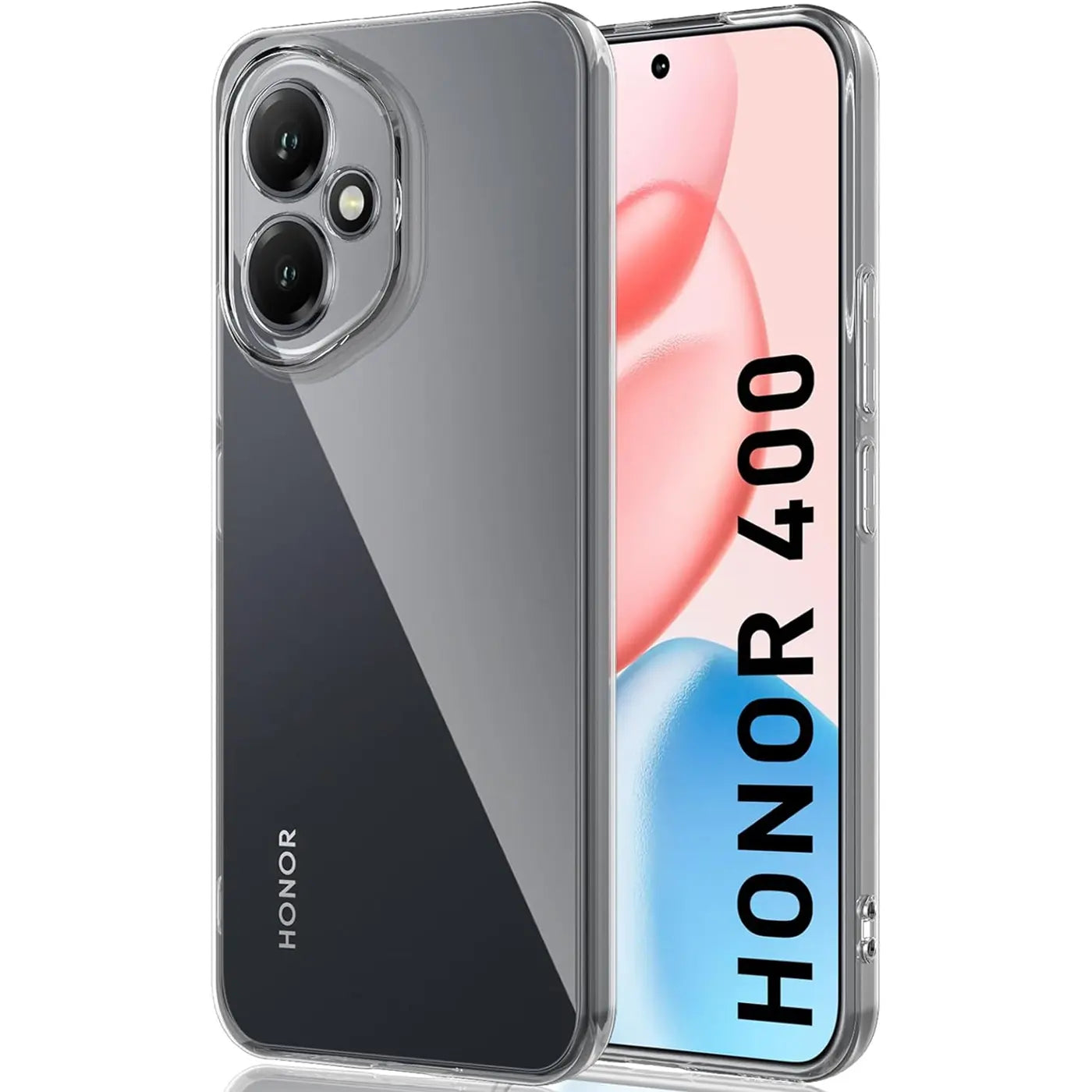 Klarhülle aus Silikon für Honor 400, von vorne und leicht schräg