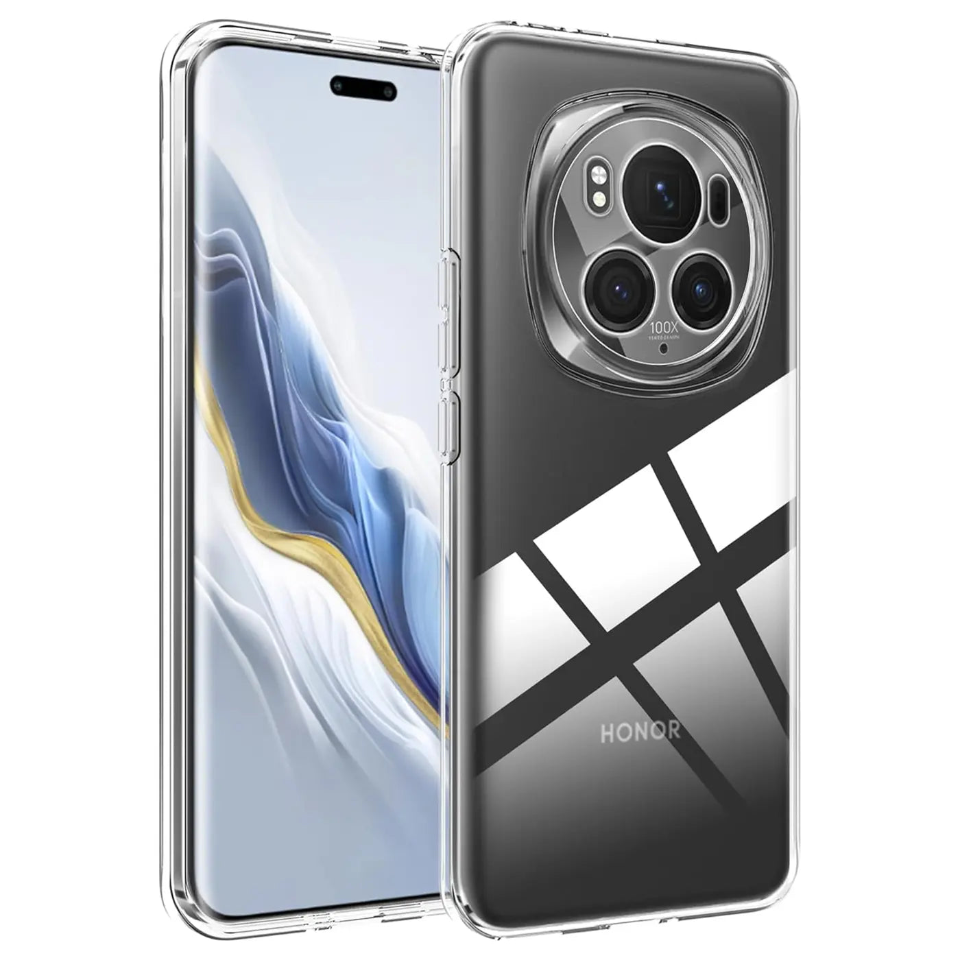 Klares Silikon-Case, Vorder- und Rückansicht, Honor Magic 6 Pro mit Kamera-Modul