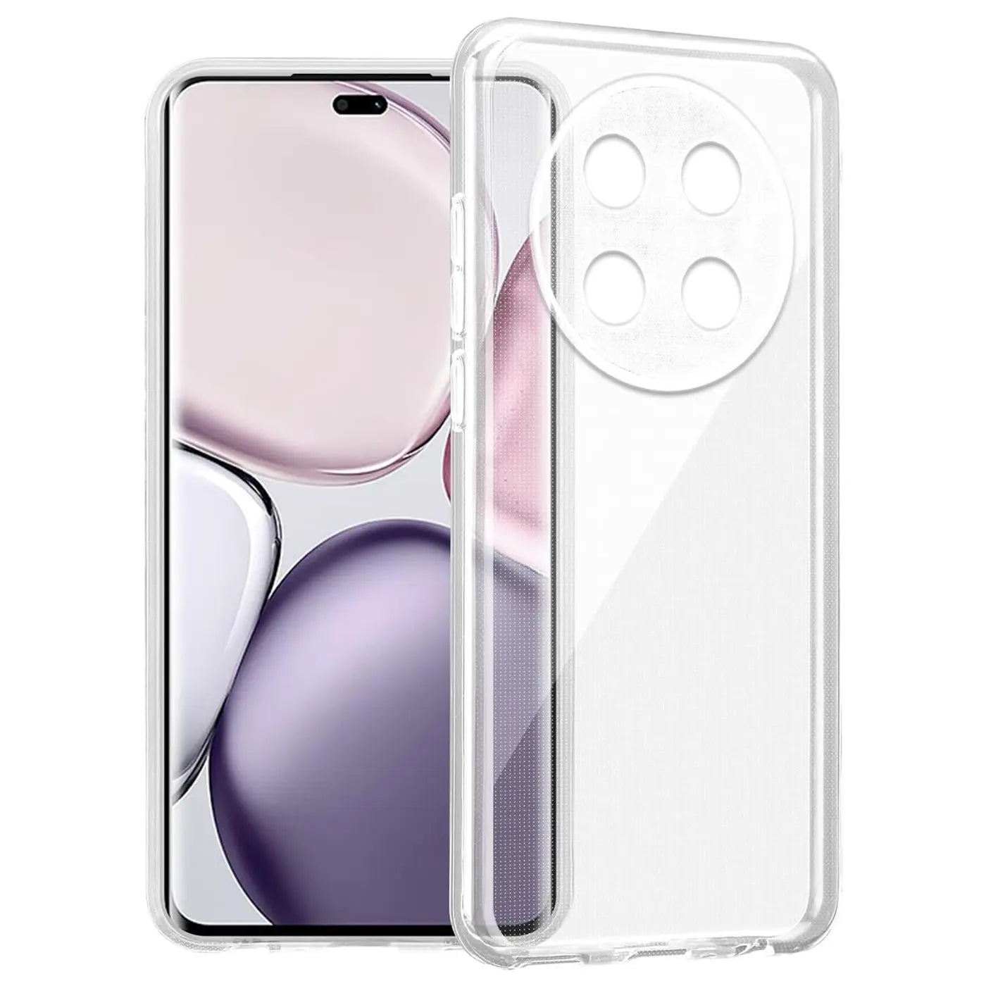 Klares Silikon-Case auf einem Honor Magic 7 Lite, Vorder- und Rückansicht.