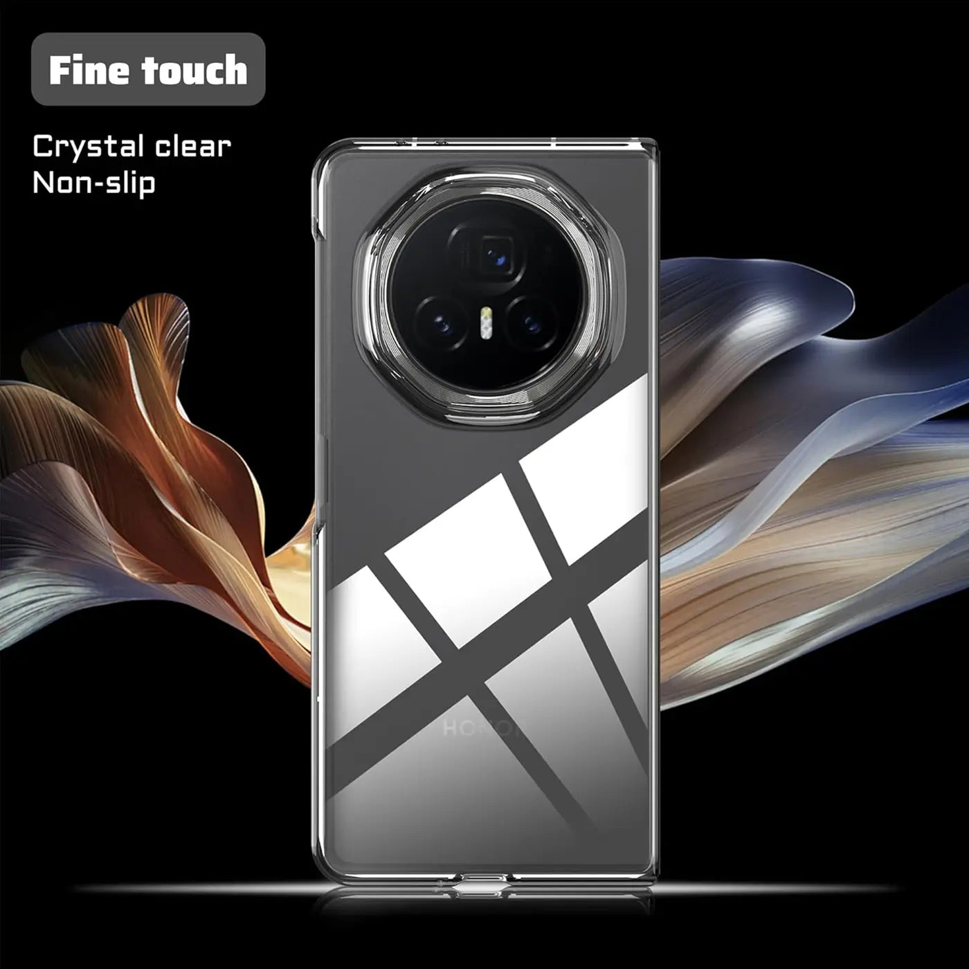 Honor Magic V3 Handy in klarem, schlankem Case, Rückansicht, transparentes Material