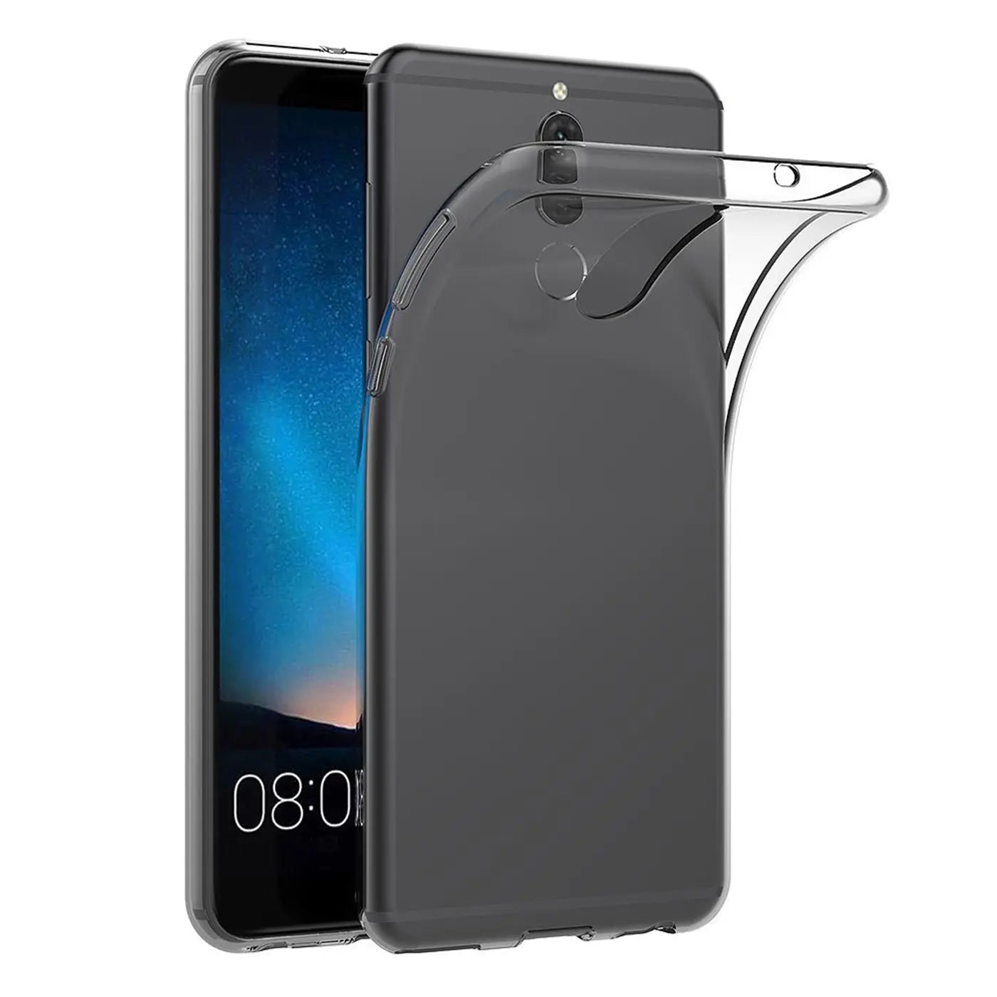 Transparentes TPU-Case, seitliche Ansicht, auf Huawei Mate 10 Lite