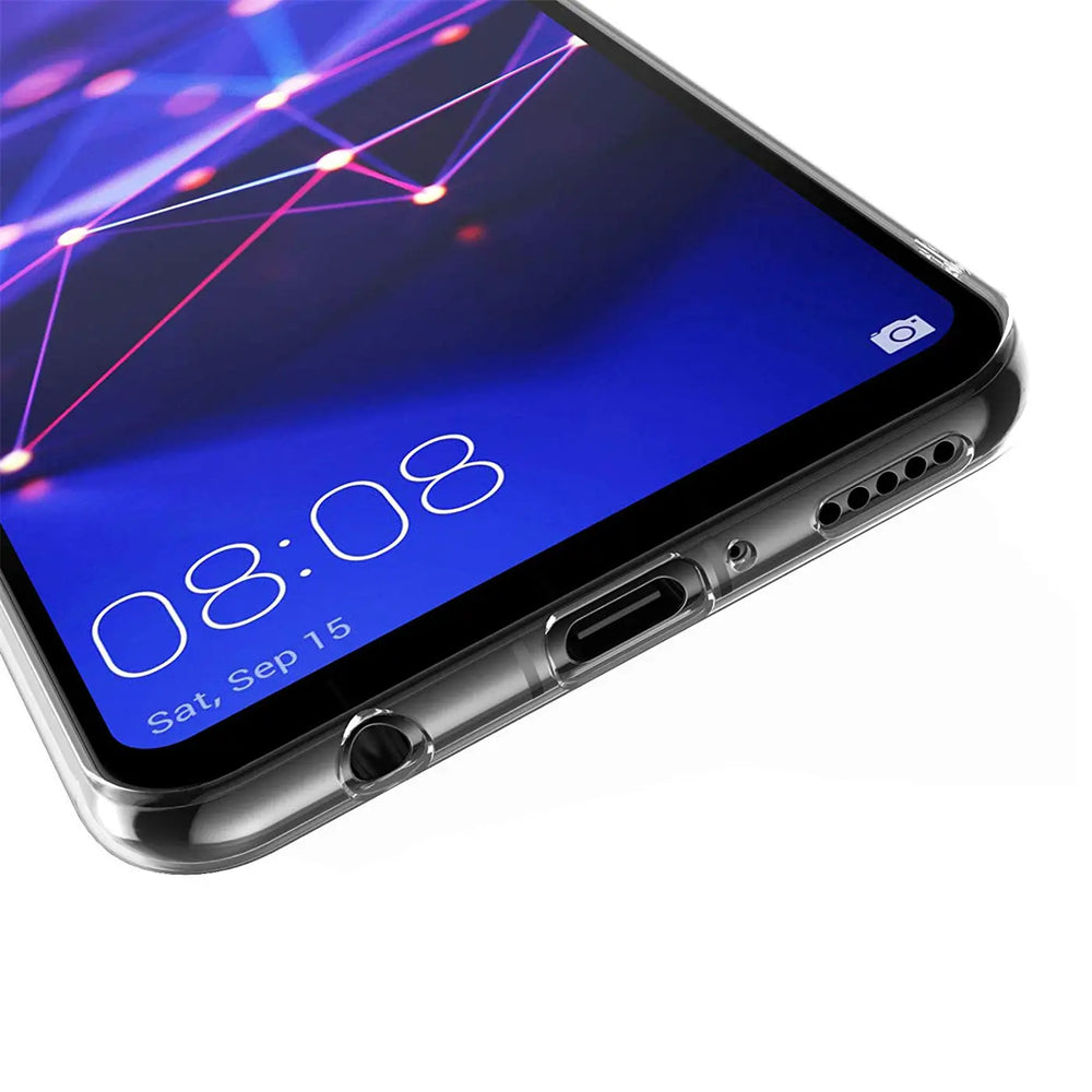 Klares, transparentes Handy-Case aus Kunststoff, Nahaufnahme, Huawei Mate 20 Lite.