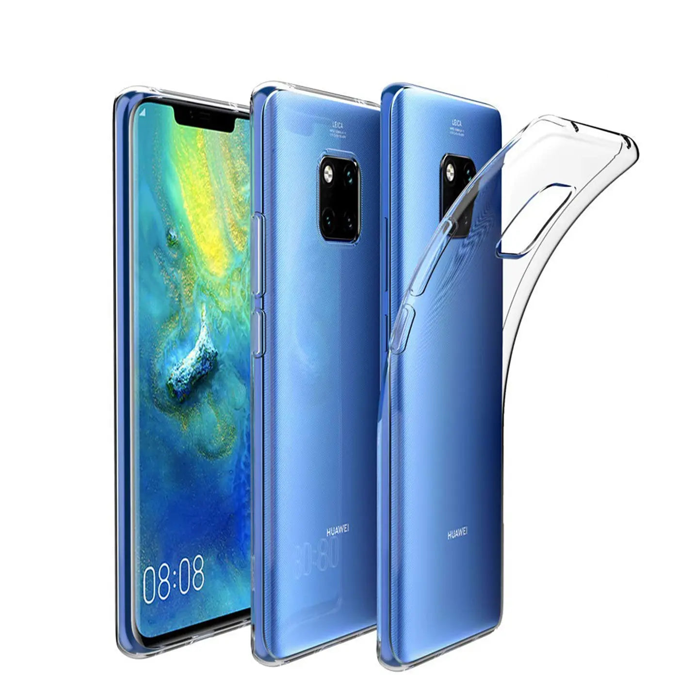 Transparente Hülle aus Kunststoff, seitliche Ansicht, Huawei Mate 20 Pro.
