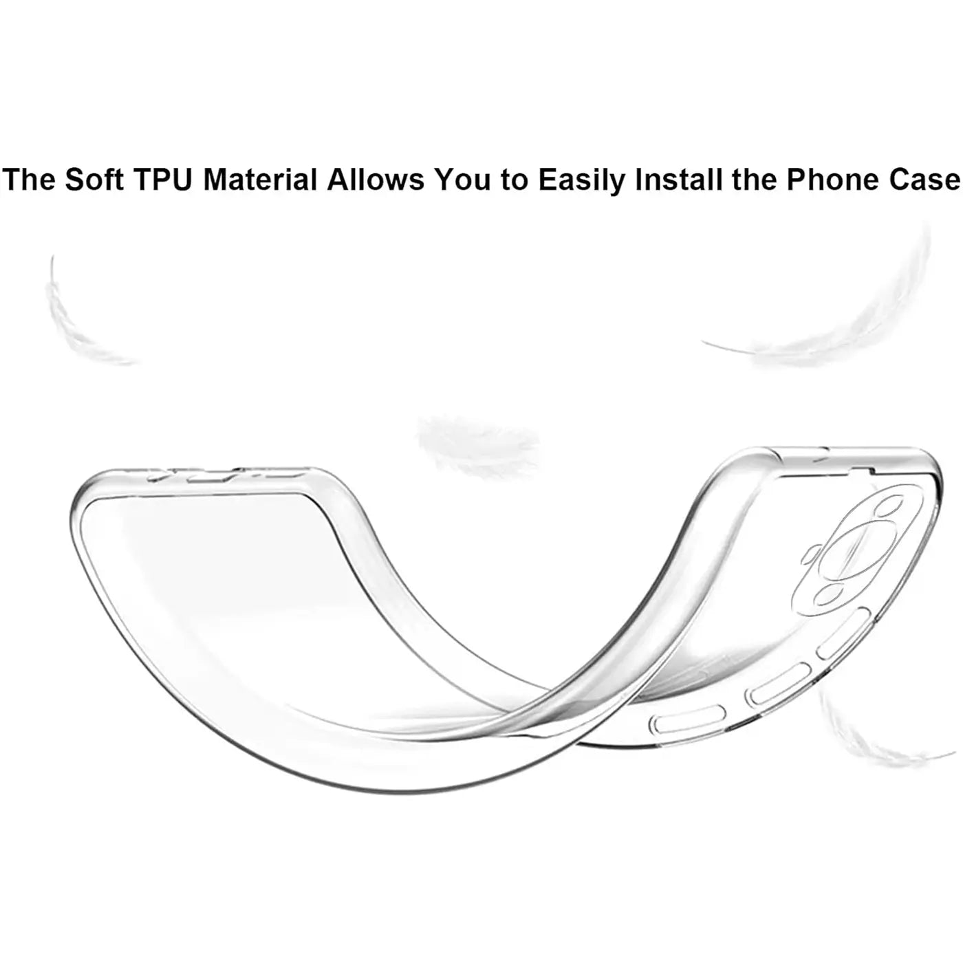 Klares TPU-Case, gebogen, zeigt Rückseite eines Huawei Nova 11 Pro.