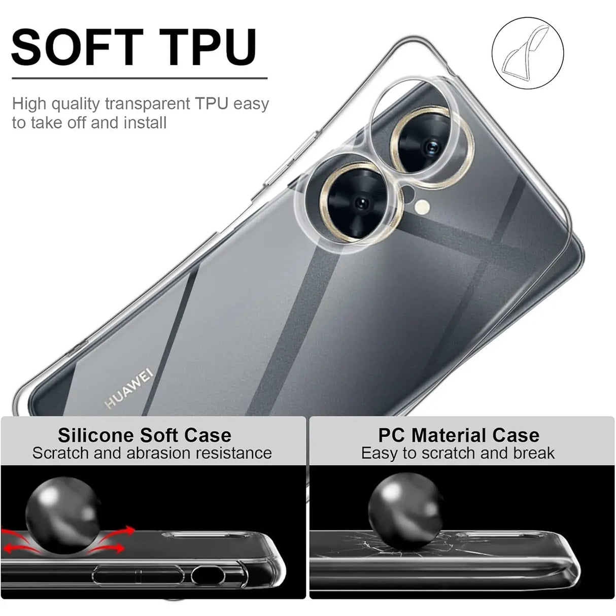 Durchsichtige Handyhülle für Huawei Nova 11 i mit Anti-Vergilbung