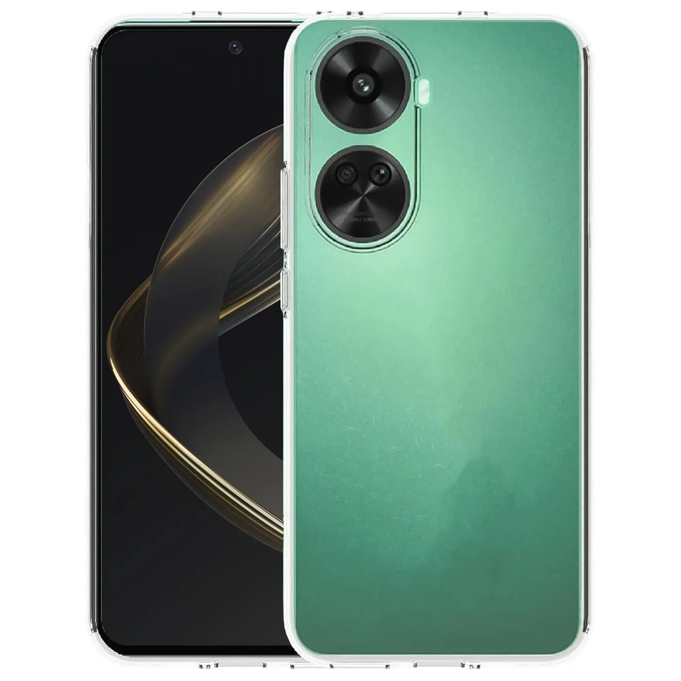 Grünes, klares Handy-Case aus Kunststoff, Rückansicht, Huawei Nova 12 SE.