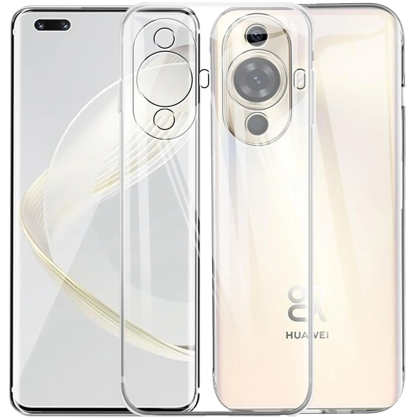 Klar, transparentes TPU-Case, Vorder- und Rückansicht, Huawei Nova 12S.