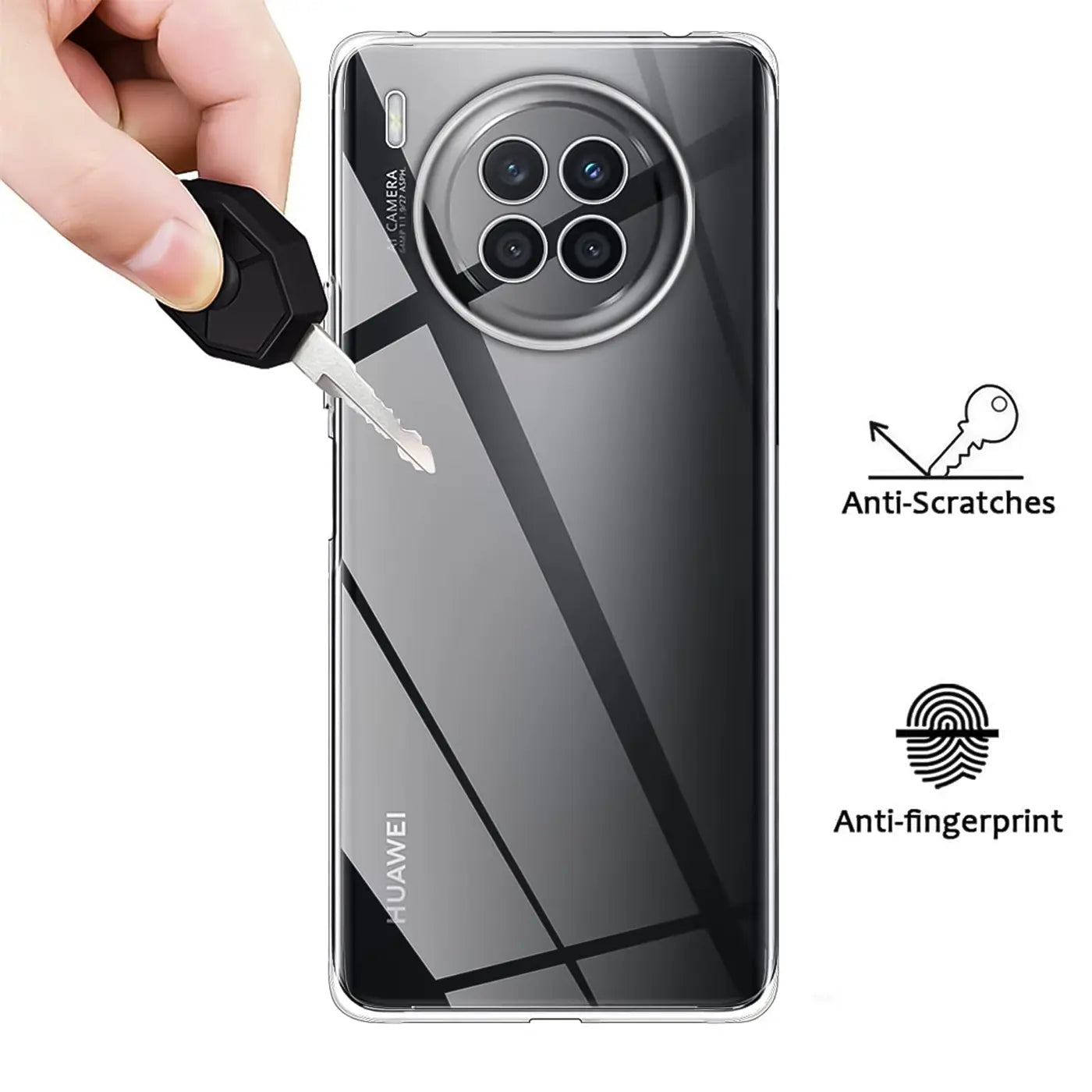 Klarhülle aus TPU, Rückansicht, Huawei Nova 8i / Honor 50 Lite, Schlüssel kratzt.