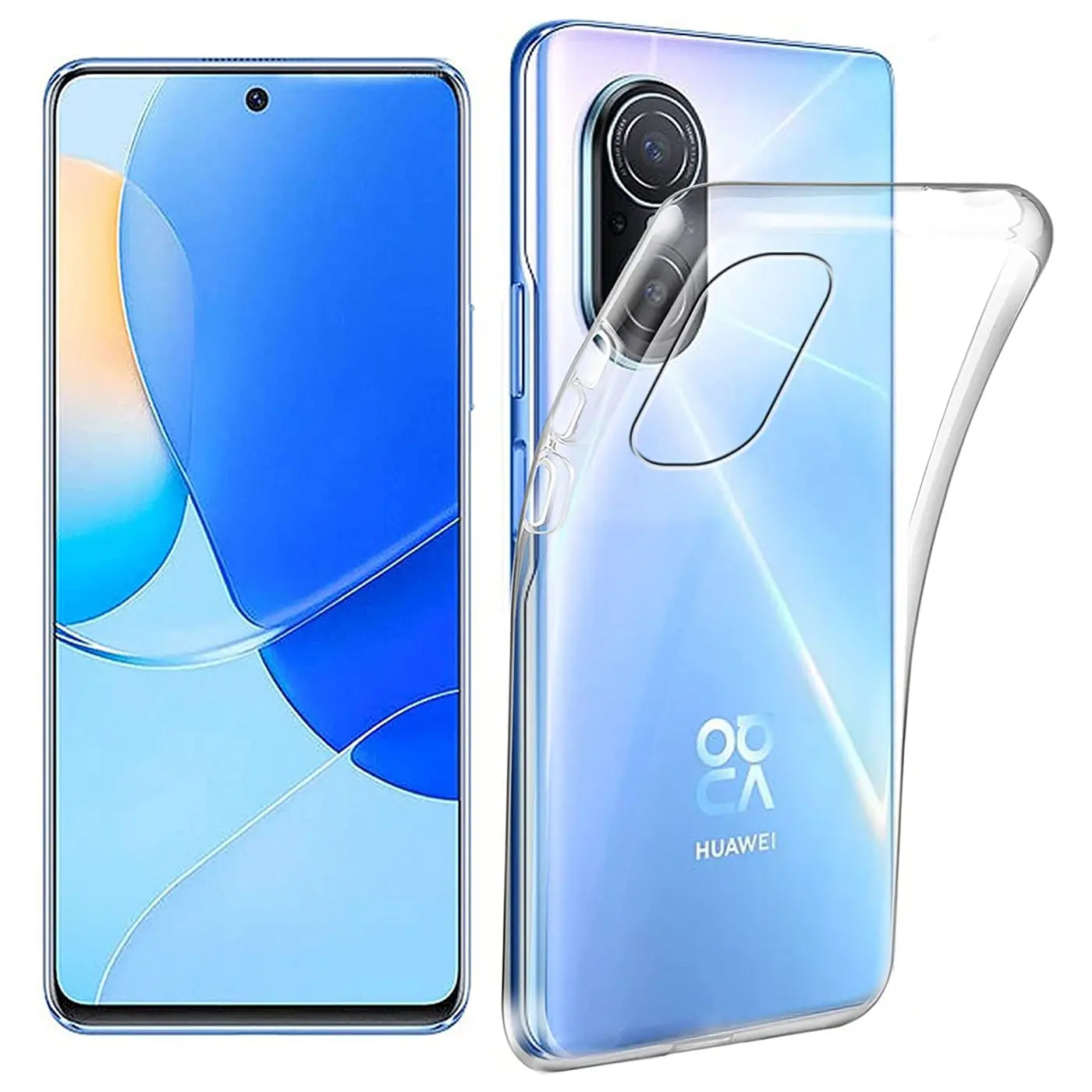 Klarhülle aus Silikon, Vorder- und Rückansicht, Huawei Nova 9 SE.