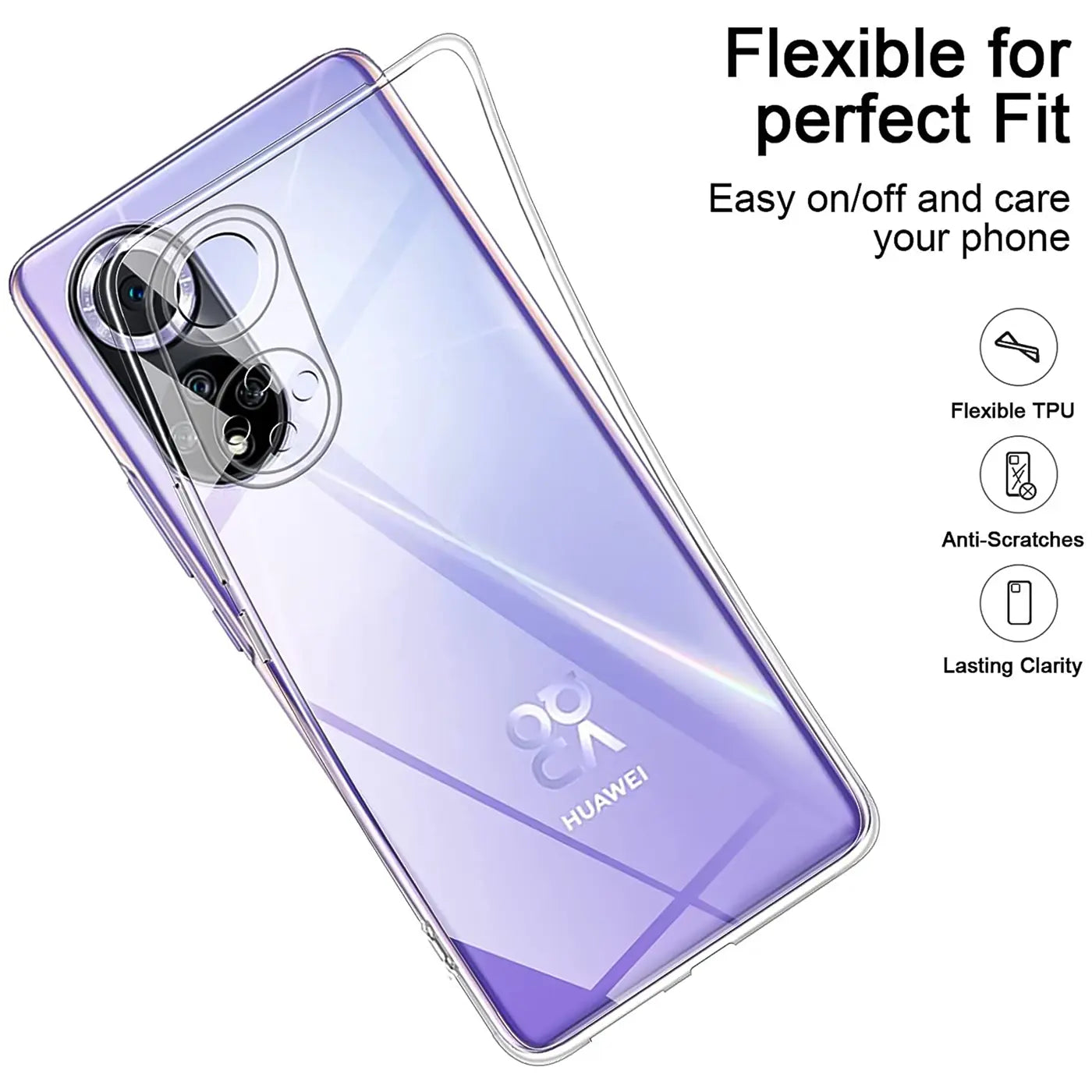 Klares TPU-Case auf Huawei Nova 9/Honor 50, Rückansicht, leicht schräg