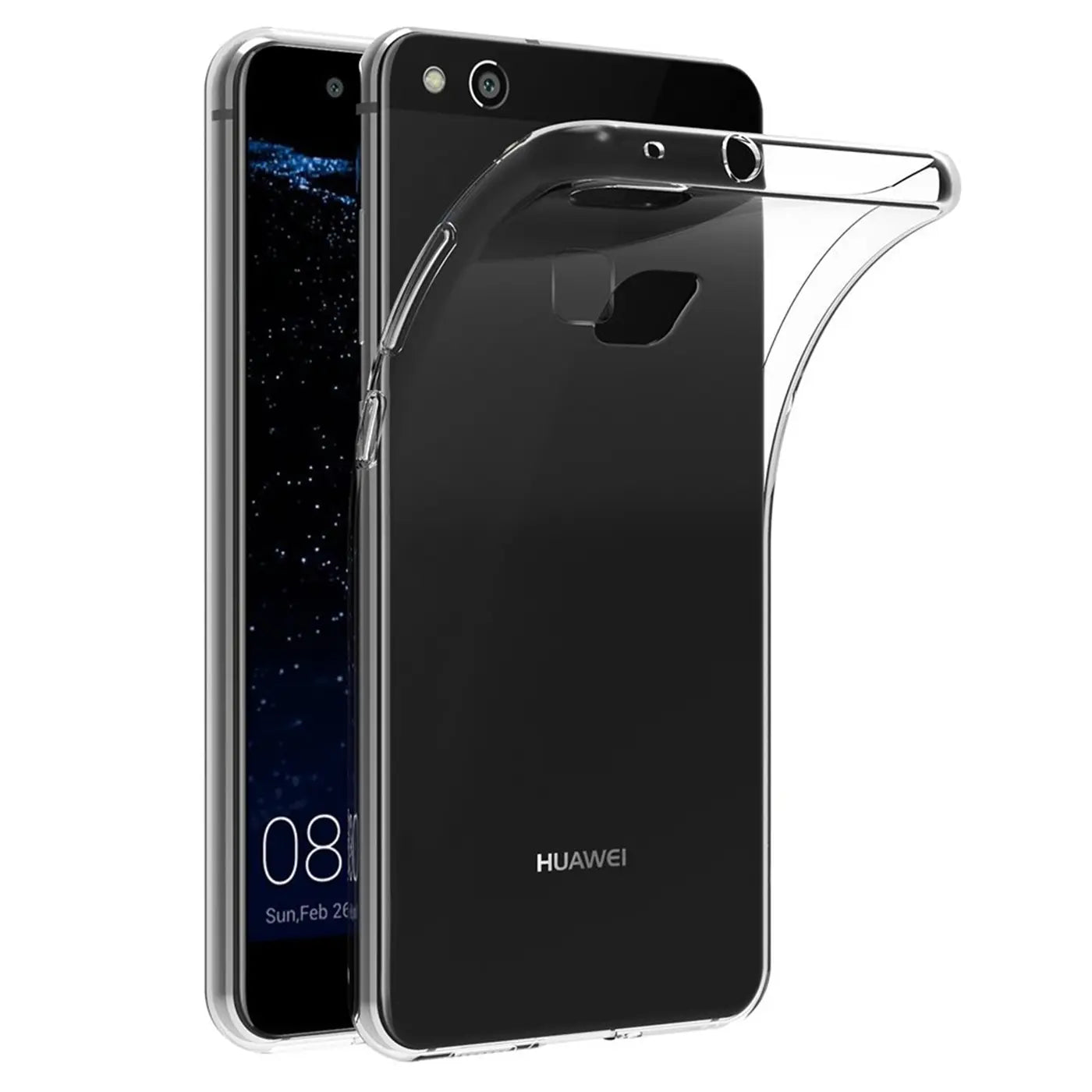Klares Silikon-Case auf Huawei P10 Lite, Rückansicht, leicht schräg