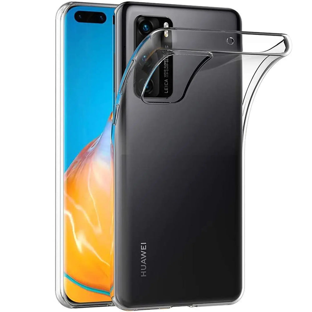 Klares, flexibles Handyhülle aus Silikon, Vorder- und Rückansicht, Huawei P40.