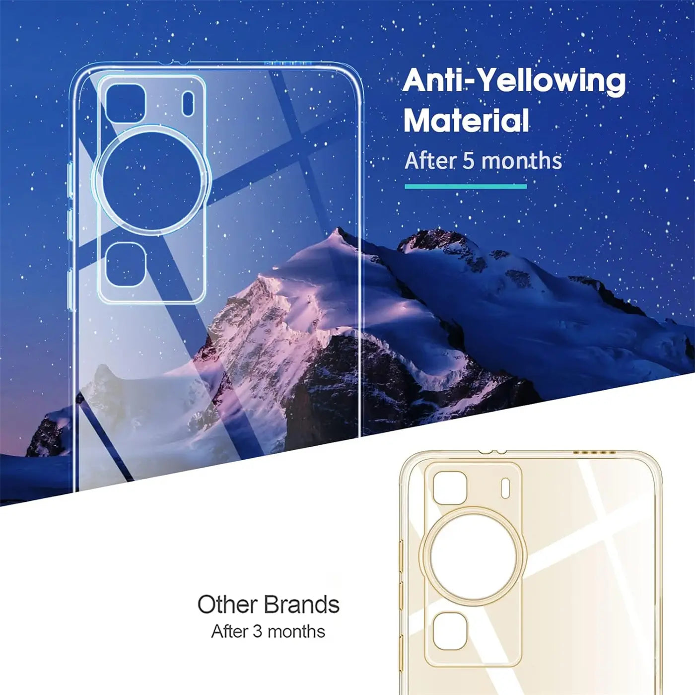 Klares, transparentes Handyhülle aus Kunststoff, Rückansicht, Huawei P60 Pro.