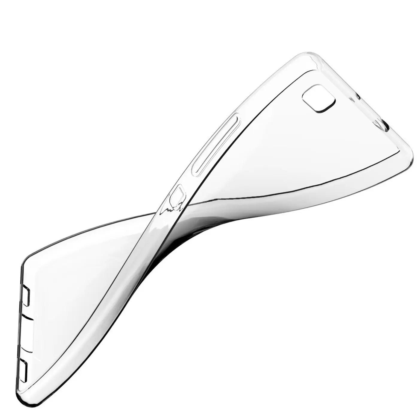 Klar, biegsames Handyhülle aus Silikon, von oben schräg fotografiert, für Huawei P8 Lite.